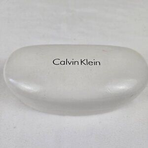 Calvin Klein White Hardshell Eyeglass Sunglass Case Black Interior Hinged